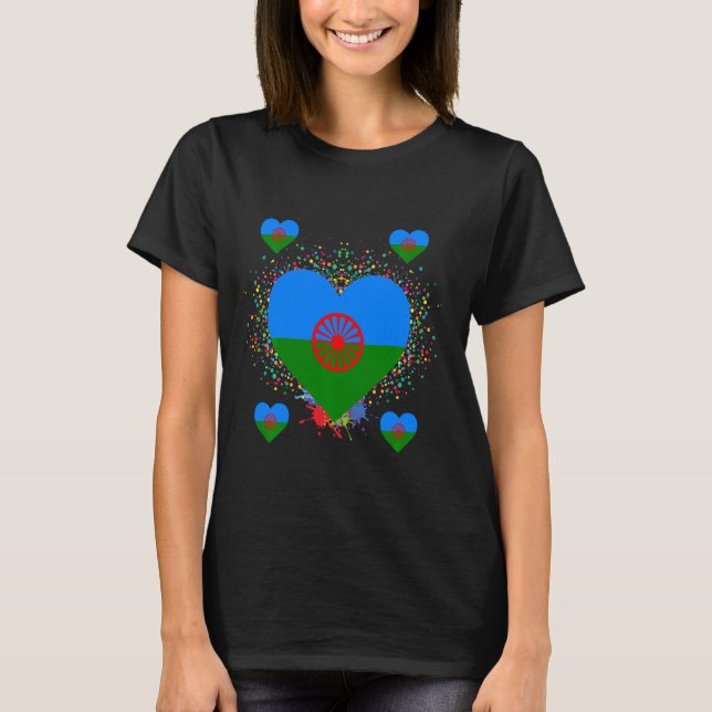 Camiseta Bandeira do Coração da Gitana - International Roma (Frente)