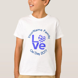 Camiseta Bandeira do Coração da Grécia Azul AMOR Personaliz