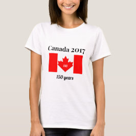 Camiseta Bandeira do coração de Canadá 150 em 2017
