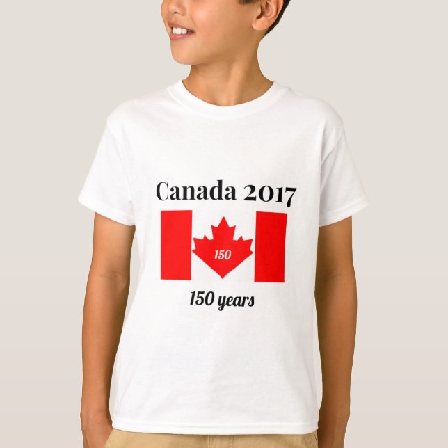 Camiseta Bandeira do coração de Canadá 150 em 2017 (Frente)