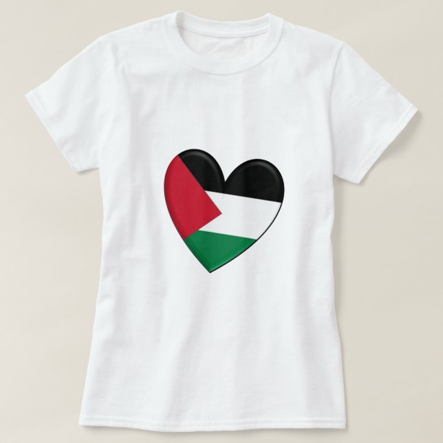 Camiseta Bandeira do coração de Palestina (Frente do Design)