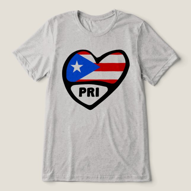 Camiseta Bandeira do Coração de Porto Rico PRI (Design frontal)