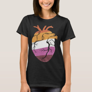 Camiseta Bandeira do Coração Orgulho Lésbico