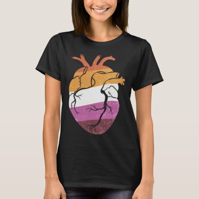 Camiseta Bandeira do Coração Orgulho Lésbico (Frente)