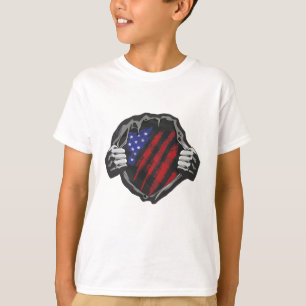 Camiseta Bandeira do Costume de Super Herói dos EUA