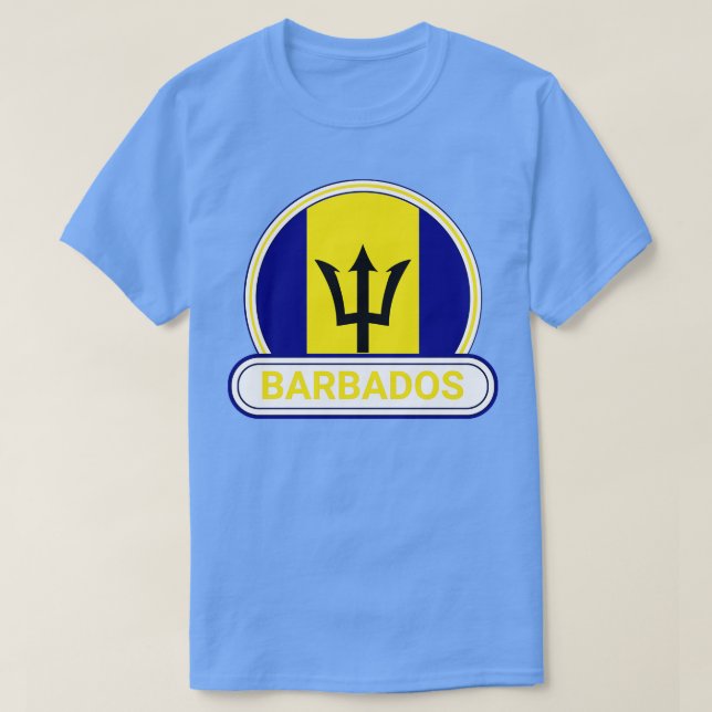 Camiseta Bandeira do Crachá de Barbados (Frente do Design)