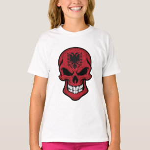 Camiseta Bandeira do Crânio Sorridente da Albânia