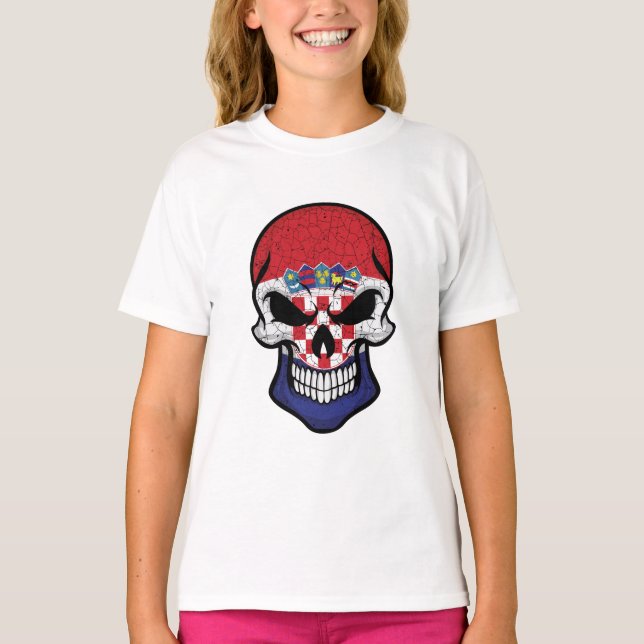 Camiseta Bandeira do Crânio Sorridente da Croácia (Frente)