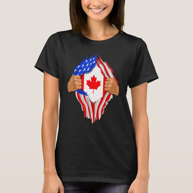 Camiseta Bandeira do Dentro de Sangue Canadiano (Frente)