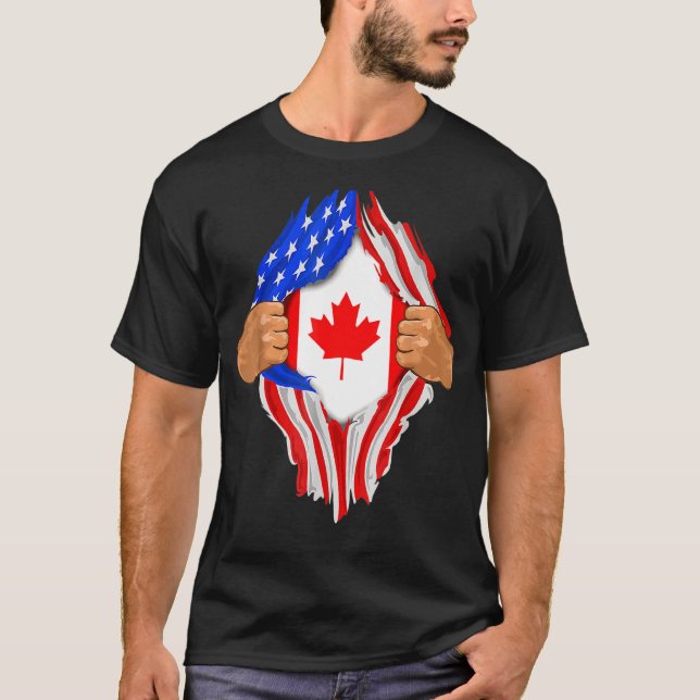 Camiseta Bandeira do Dentro de Sangue Canadiano (Frente)