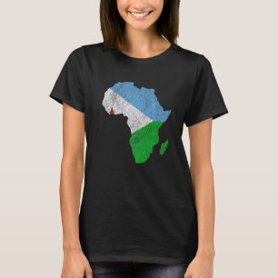 Camiseta Bandeira do Djibouti África Silhouette Continente 