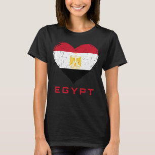 Camiseta Bandeira do Egito Coração em Distress Mulheres Pre