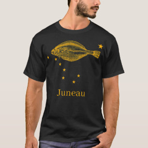 Camiseta Bandeira do Estado de Juneau Alasca Halibut, que p