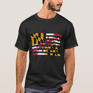 Camiseta Bandeira do Estado de Maryland Gráfica Estilo EUA