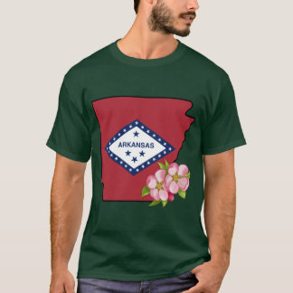 Camiseta Bandeira do Estado do Arkansas com Flor do Estado