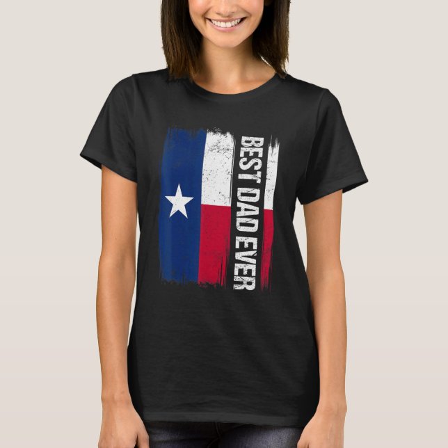 Camiseta Bandeira do Estado do Texas do Melhor Pai do Orgul (Frente)