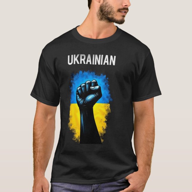 Camiseta Bandeira do Exército da Ucrânia Símbolo do Trident (Frente)