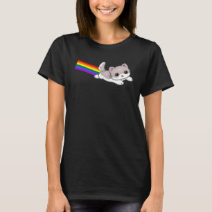 Camiseta Bandeira do Gato Arco-íris Gato Fofo Bandeira LGBT