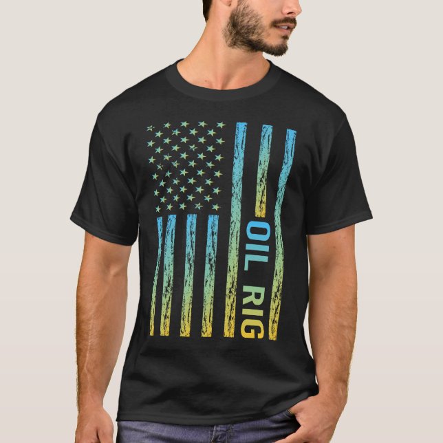 Camiseta Bandeira do Gradiente 02 Óleo Rig Roughneck Offsho (Frente)