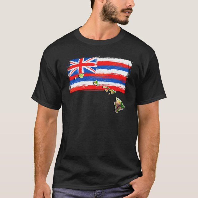 Camiseta Bandeira do Havaí, Ilhas Hawaii (Frente)