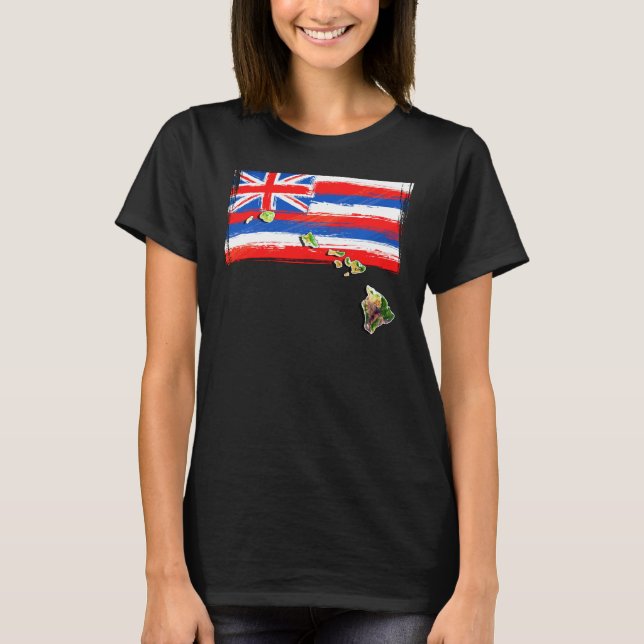 Camiseta Bandeira do Havaí Ilhas Hawaii (Frente)