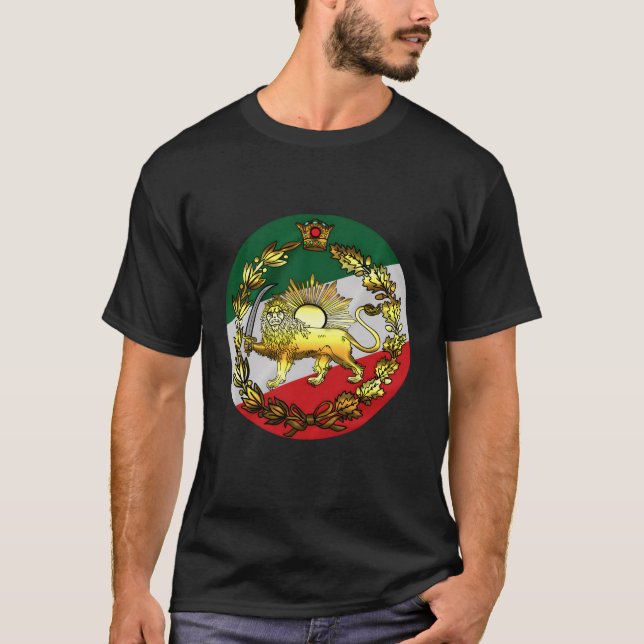 Camiseta Bandeira Do Irã Com Leão E Coroa (Frente)