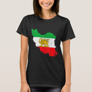 Camiseta Bandeira do Irã Mapa Leão Persa Fofo