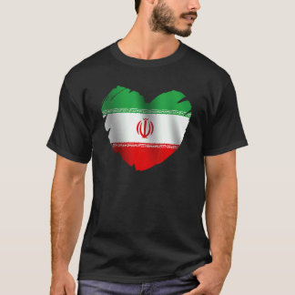 Camiseta Bandeira do Irã na forma de coração iraniano Irã