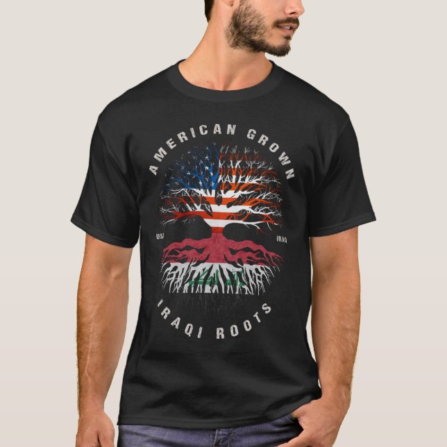 Camiseta Bandeira do Iraque para Raízes Iraquianas Crescent (Frente)