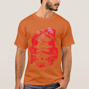 Camiseta Bandeira do Japão Casa Sakura Cereja Flor Natureza