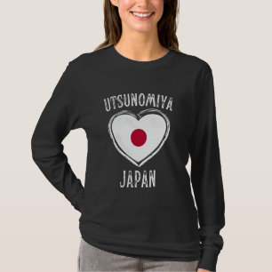 Camiseta Bandeira do Japão Coração Cidade de Utsunomiya