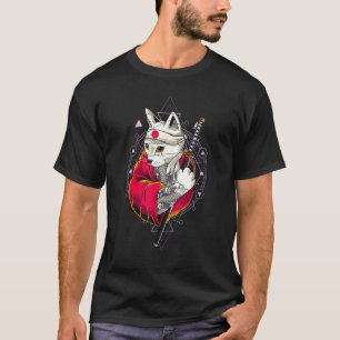 Camiseta Bandeira do Japão Pagão Oculista   Gato Samurai Pa