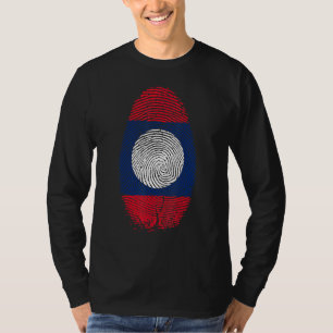 Camiseta Bandeira do Laos Impressão Digital Está No Meu Dna