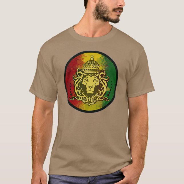 Camiseta bandeira do leão da reggae do rasta (Frente)