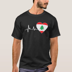 Camiseta Bandeira do Líbano Batimento cardíaco como mapa do