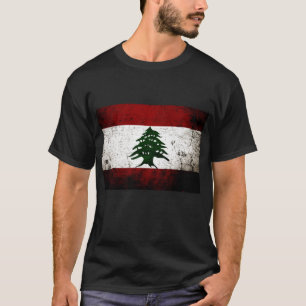 Camiseta Bandeira do Líbano Grunge Preta
