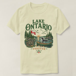 Camiseta Bandeira do Loon Vintage do Lago Ontário Canadá