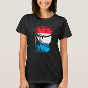 Camiseta Bandeira do Luxemburgo com Efeito de Tecido Partid
