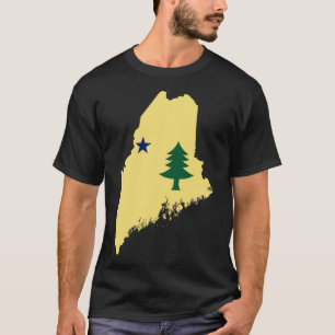 Camiseta Bandeira do Maine de 1901 a 1909 no Mapa do Maine