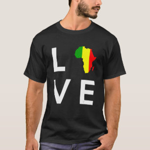 Camiseta Bandeira do Mali Amor África Silhueta do Continent