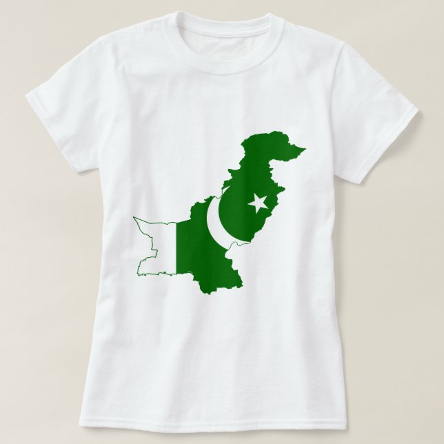 Camiseta Bandeira do mapa de Paquistão (Frente do Design)