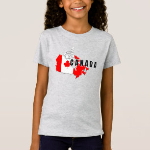 Camiseta Bandeira do mapa do Canadá Canadense Simples Moder