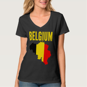 Camiseta Bandeira do Mapa do País Belga Bélgica
