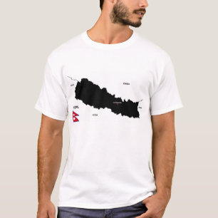 Camiseta bandeira do mapa político do país nepal