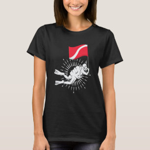Camiseta Bandeira do Mergulhador de Natação de Mergulho Sub