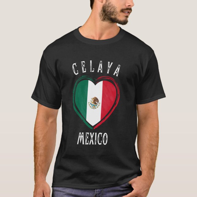 Camiseta Bandeira do México Coração Cidade Celaya (Frente)