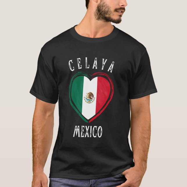 Camiseta Bandeira do México Coração Cidade Celaya (Frente)