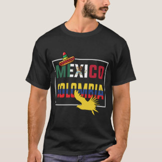 Camiseta Bandeira Do México E Da Colômbia