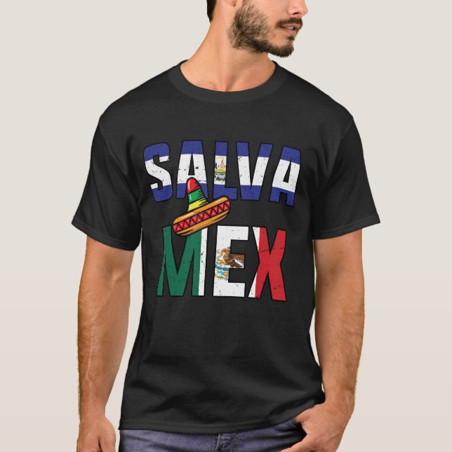 Camiseta Bandeira Do México E Salvador (Frente)