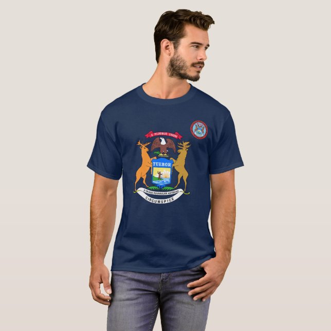 Camiseta Bandeira do Michigan (Frente Completa)